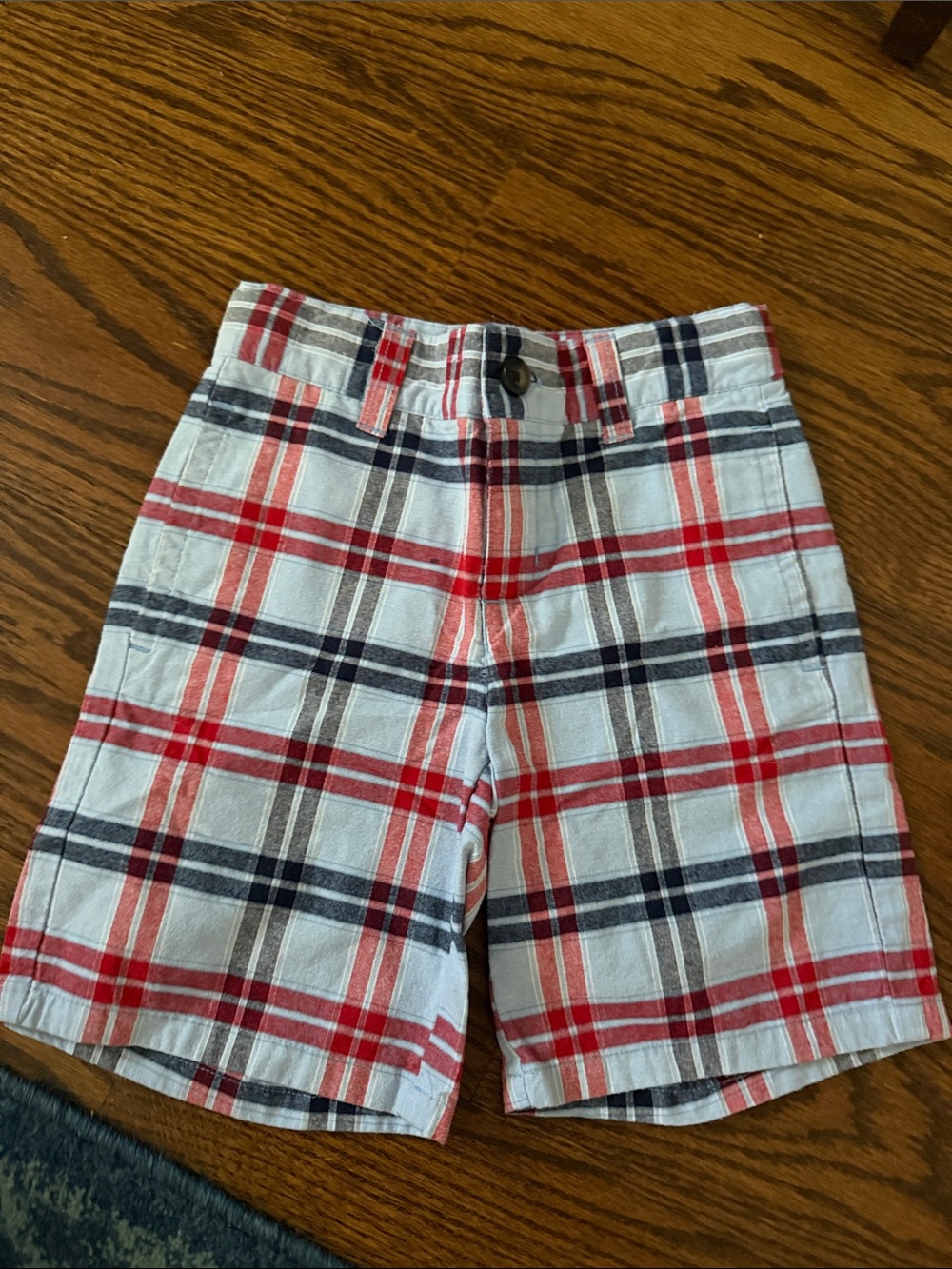 Kids Plaid Cotton Shorts - Red/Blue